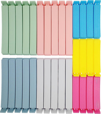 Yarall 32 PCS Food Bag Clips for Food Storage & Freezer, Curved‑Design Plastic Food Clips for Kitchen & Home Use, 2 Sizes
