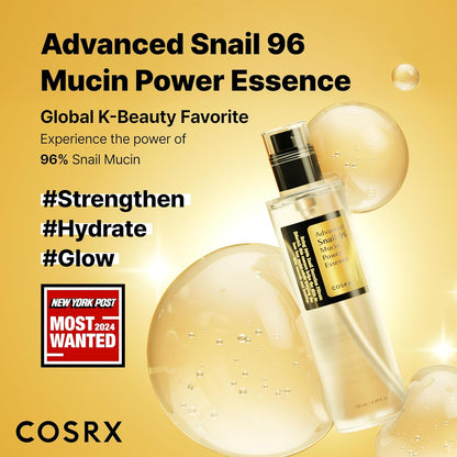 COSRX Advanced Snail 96 Mucin Power Essence 100ml | Snail Secretion Filtrate 96% | Skin Repair Serum | CPNP Registered, Korean Skin Care, Cruelty Free, Paraben Free, Alcohol Free