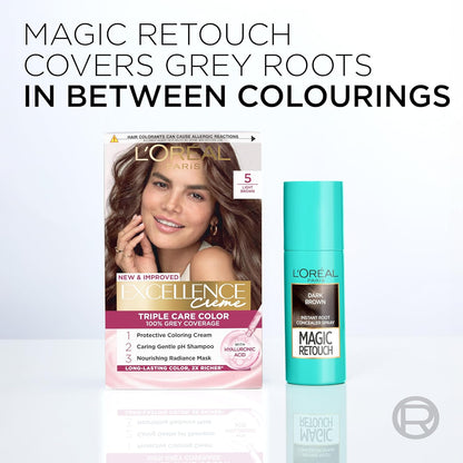 L’Oréal Paris Magic Retouch Instant Root Concealer Spray, Quick Grey Coverage, Easy Application, Home, Salon Hair Dye or Hair Colour, Shade