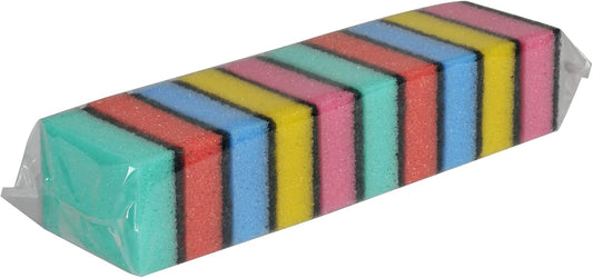 ABENA Multicoloured Sponges, Kitchen Cleaning Sponge, Scouring Pads, Pot Scrubber, One Size, Pack of 10