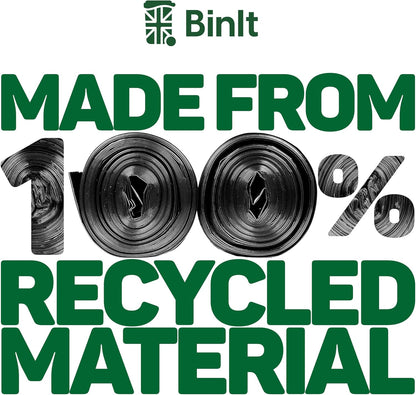 BIN IT 40 Everyday 70L Strong & Secure, Refuse Sacks, Bin Bags, Bin Liners, Flat Top, Recycled, Tear Resistant, 30 μm, Perfect for Everyday Use, Household, Office, Kitchen & Caterers