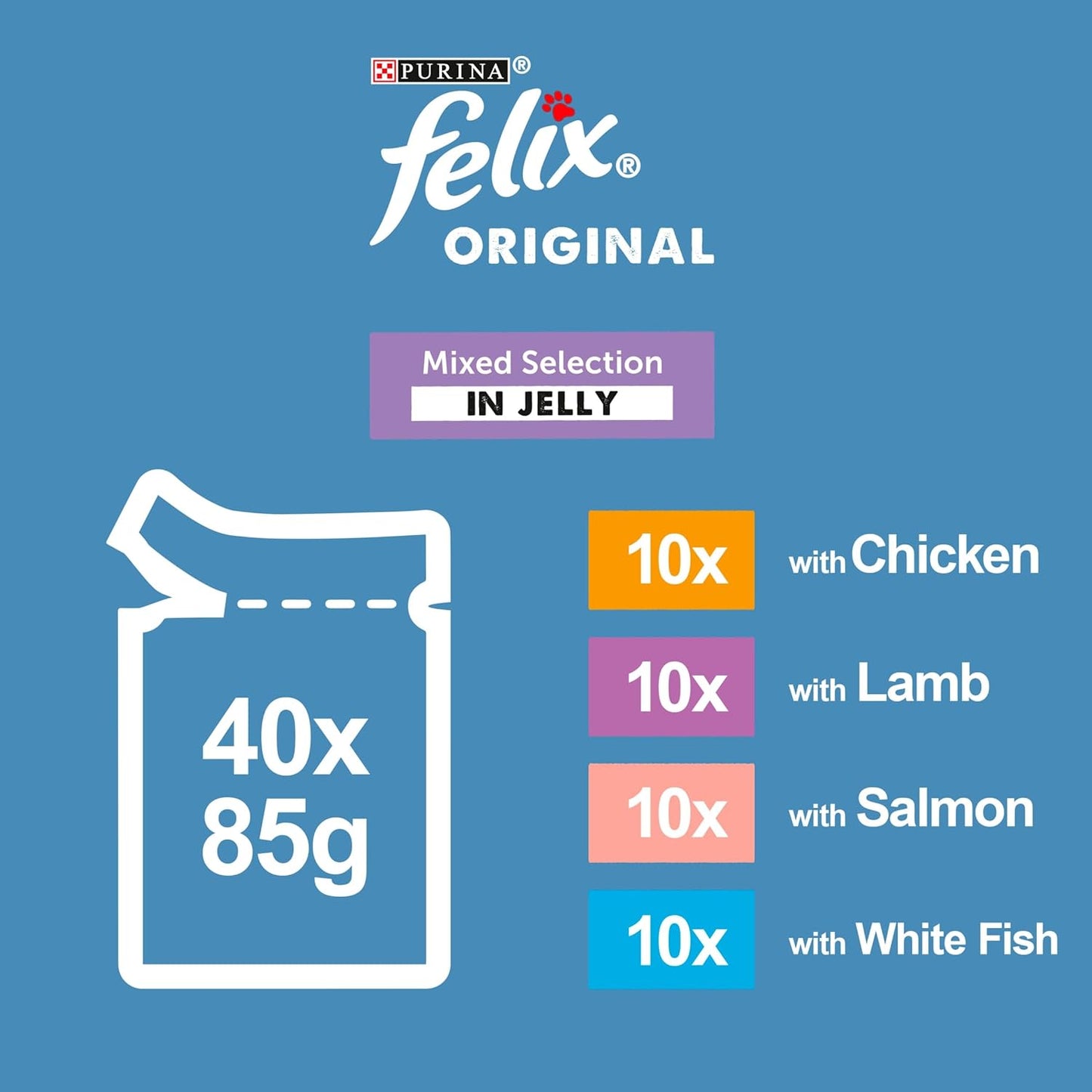 FELIX Original Mixed Selection in Jelly Wet Cat Food 40x85g