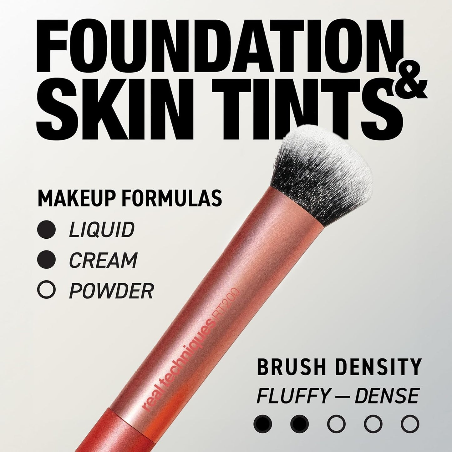Real Techniques Expert Face Makeup Brush, For Liquid and Cream Foundation, Blush, and Bronzer, Buildable Coverage for Base Makeup, Dense, Synthetic Bristles, Vegan and Cruelty-Free, 1 Count