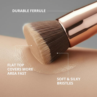 Make Up Brush Foundation Kabuki Flat Top - Perfect For Blending Liquid, Cream or Flawless Powder Cosmetics - Buffing, Stippling, Concealer - Premium Quality Synthetic Dense Bristles!