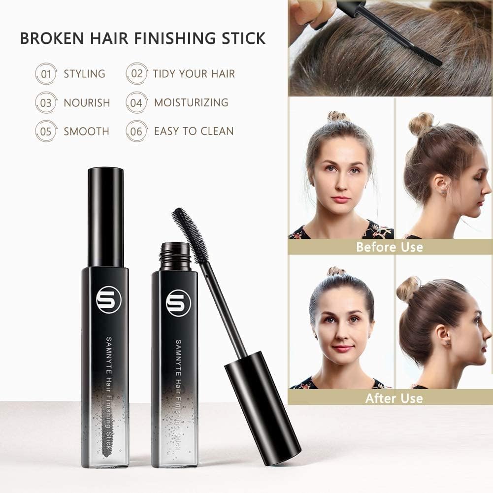 Samnyte Hair Finishing Stick, 2 Pack × 18ML Hair Feel Stick Hair Mascara for Flyaway Hair Tamer Shaping Gel Moisturizing Not-greasy Flash Moment Stick Bangs Stereotypes Cream